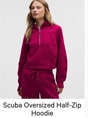 Lululemon Scuba Oversized Half Zip Hoodie M/L Berry Rumble NWT 💗